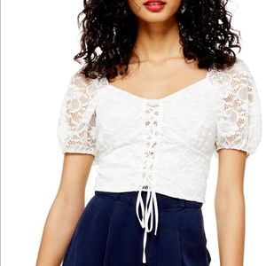 Top Shop Tie Lace-Up Crop Top